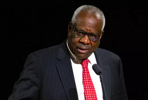 Supreme Court Justice Clarence Thomas speaks Sept. 16, 2021, at the University of Notre Dame in South Bend, Ind. Thomas says the Supreme Court has been changed by the leak of a draft opinion earlier this month. The opinion suggests the court is poised to overturn the right to an abortion recognized nearly 50 years ago in Roe v. Wade. The conservative Thomas, who joined the court in 1991 and has long called for Roe v. Wade to be overturned, described the leak as an unthinkable breach of trust. (R