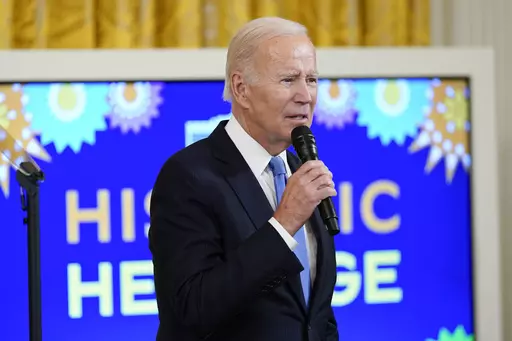 President Joe Biden speaks during a reception in the East Room of the White House for Hispanic Heritage Month in Washington, Sept. 30, 2022. Biden's past missteps when courting Hispanic voters have some activists worried that his reelection campaign won't get crucial details right before the 2024 election. Biden's supporters counter that Democrats maintain an advantage on policies that matter to Hispanic voters. (AP Photo/Susan Walsh, File)