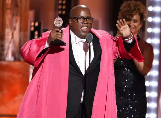 Michael R. Jackson accepts the award for best book of a musical for "A Strange Loop" at the 75th annual Tony Awards on Sunday, June 12, 2022, at Radio City Music Hall in New York. (Photo by Charles Sykes/Invision/AP)