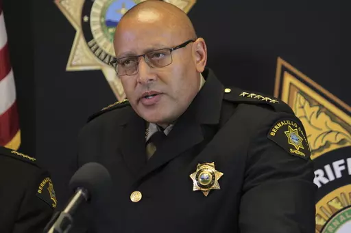 Bernalillo County Sheriff John Allen calls New Mexico Gov. Michelle Lujan Grisham's order suspending the carrying of firearms in the state's most populous metropolitan area unconstitutional during a news conference in Albuquerque, New Mexico, on Monday, Sept. 11, 2023. Allen is among the other municipal law enforcement officials who have said they will not enforce the Democratic governor's order. (AP Photo/Susan Montoya Bryan)