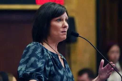 House Public Health and Human Services Vice Chairman Missy McGee, R-Hattiesburg, responds to a member's question after the body voted in favor of a bill that would provide women with a full year of Medicaid coverage after giving birth, Tuesday, March 7, 2023, at the Mississippi Capitol in Jackson. With that vote, the Mississippi Legislature awarded final passage to the bill. (AP Photo/Rogelio V. Solis)