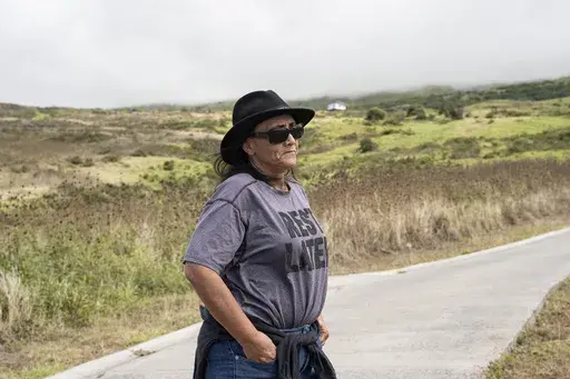 Desiree Graham is pictured during an interview at Kahikinui homestead on Sunday, July 7, 2024, in Kahikinui, Hawaii. (AP Photo/Mengshin Lin)
