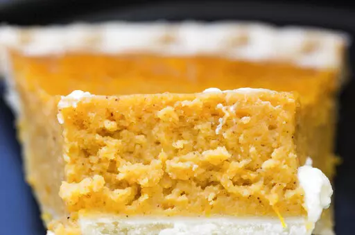 This image shows a recipe for sweet potato pie, a nice alternative to the more traditional pumpkin pie for Thanksgiving. (Cheyenne Cohen via AP)