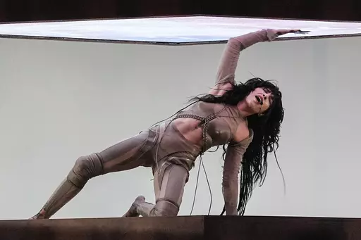 Loreen of Sweden performs during a dress rehearsal for the first semifinal at the Eurovision Song Contest at the M&S Bank Arena in Liverpool, England, Monday, May 8, 2023. (AP Photo/Martin Meissner)