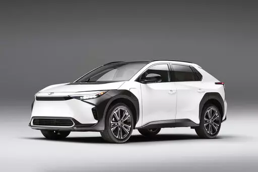 This photo provided by Toyota shows the 2022 Toyota bZ4X, a small electric SUV with an EPA-estimated range of up to 252 miles. (Courtesy of Toyota Motor Sales U.S.A. via AP)