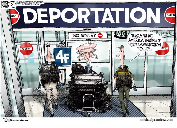 Michael Ramirez for Oct 08, 2023